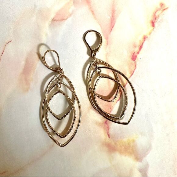 Anne Klein gold tone orbital oval lever earrings - Picture 5 of 8